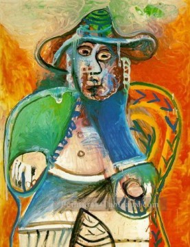 Vieil homme assis 1970 cubiste Peinture à l'huile